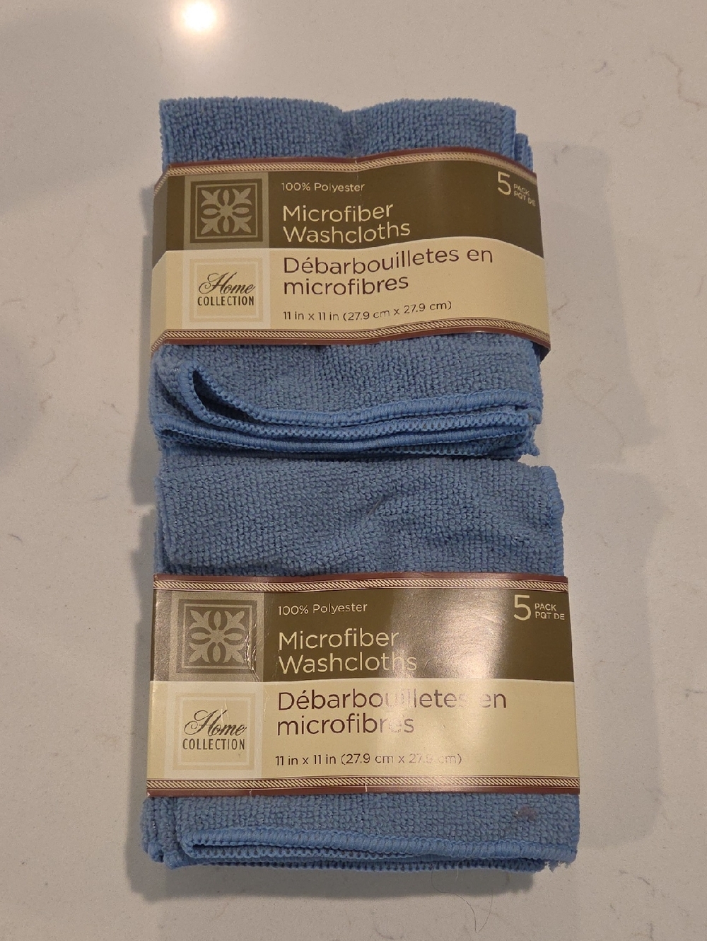Home Collection Light Blue Microfiber Washcloths - Pack of 5 (2 Sets) Nwt
